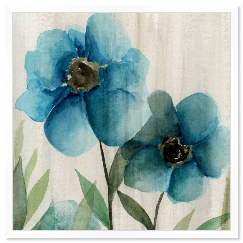 « blue florals », impression sur toile, H 14 po x l 14 po x P 0,5 po, Cadre photo
