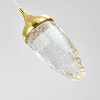 10-Light Gold Crystal Dimmable LED Large Staircase Pendant Light with Remote and App Control