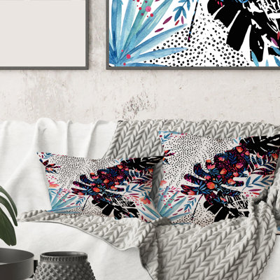 Carré, patchwork floral tropical I - Coussin décoratif imprimé tropical
