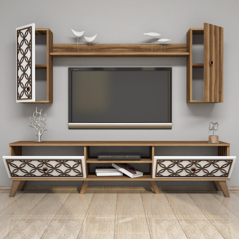 Foster Unfinished Entertainment Centre for TVs up to 70", Walnut/White