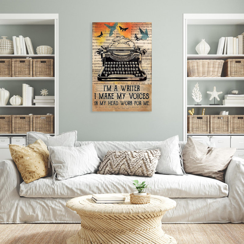 «I M A Writer», reproduction d'art graphique sur toile tendue, H 14 po x l 11 po x P 1,25 po