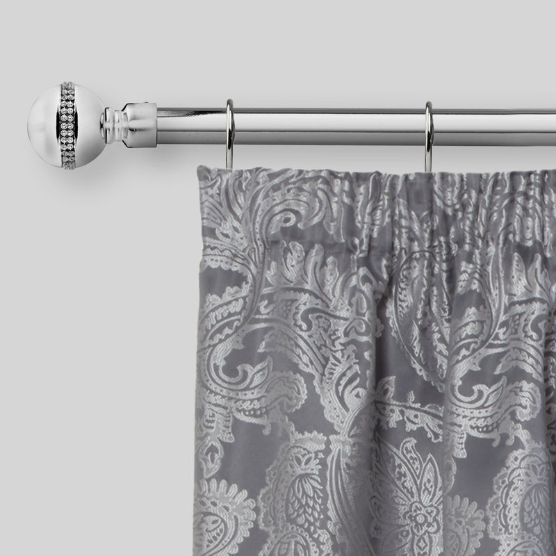 Bling Diamond Adjustable 2cm Single Curtain Pole, 1.6 - 3m, Chrome
