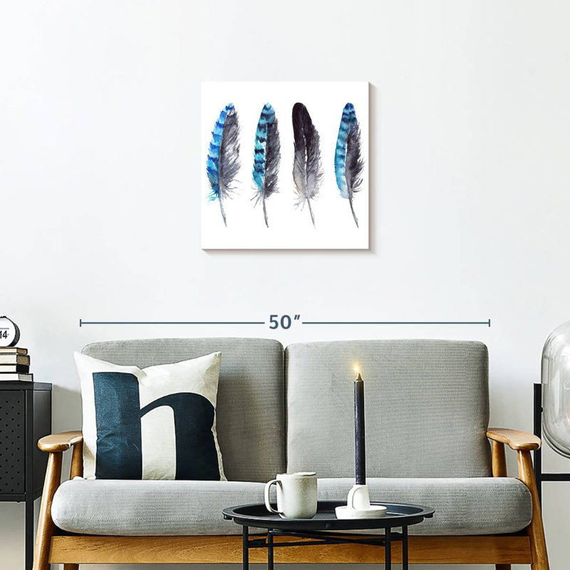 Kerner Blue Jay Feathers, 20" H x 20" W