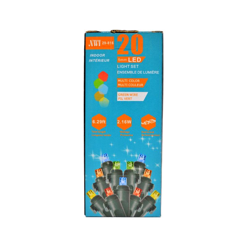 Guirlande de 20 lumières, L 6,29 pi, 20
