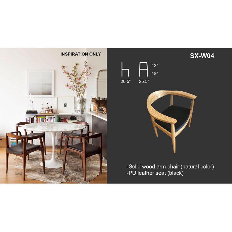 Chaise avec accoudoirs en bois massif à lattes en bois naturel Mcray