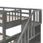 Lit superposé simple à escalier avec tiroir gris. Sécuritaire et fonctionnel pour un dortoir de chambre à coucher. Convient aux adultes. Structure en pin massif. Tiroir de rangement gris facile à assembler. Famille. Polyvalent et simple. Pour-2072563345