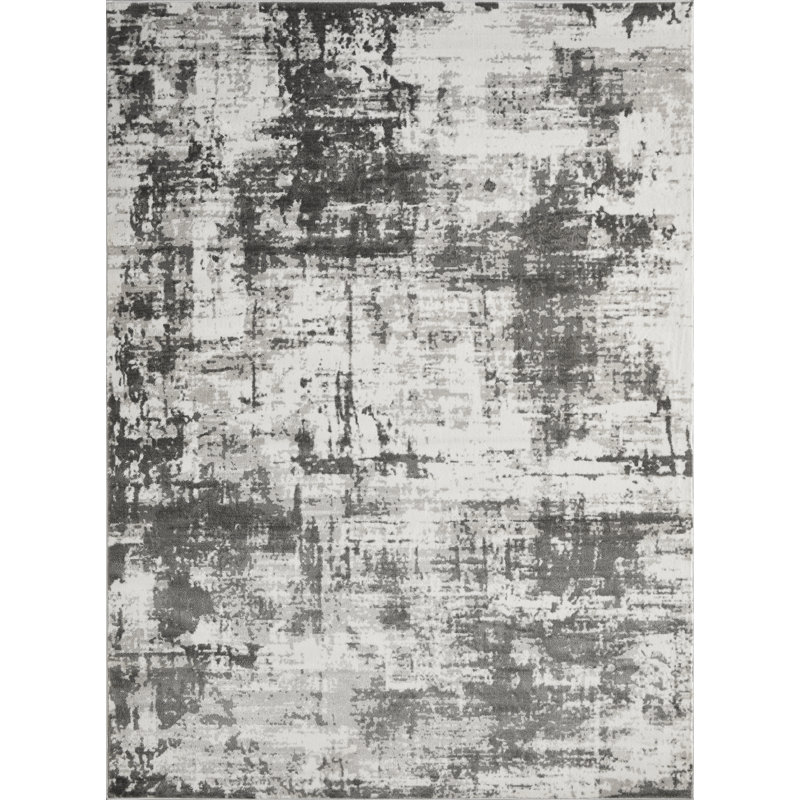 Tapis abstrait en polypropylène tissé à la main Sharitta, Rectangle 6 pi 7 po x 9 pi 2 po