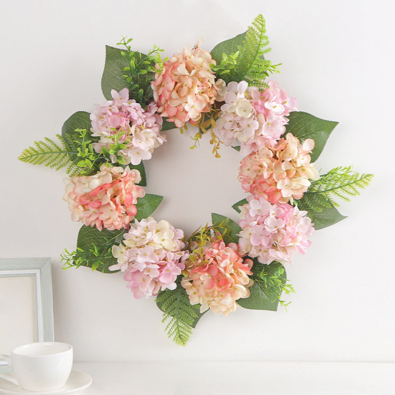 Hydrangea Wreath For Front Door, Artificial Spring Hydrangeas Wreaths