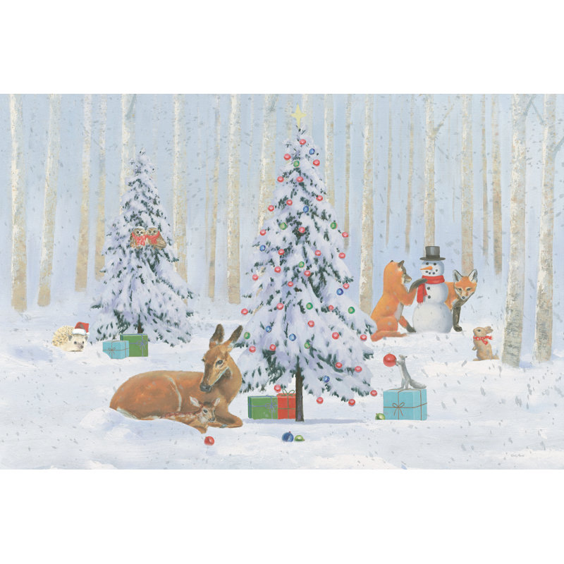 «Christmas Critter Bright I» par Emily Adams - reproduction d'un seul cadre photo sur toile, Non, Toile encadrée noire