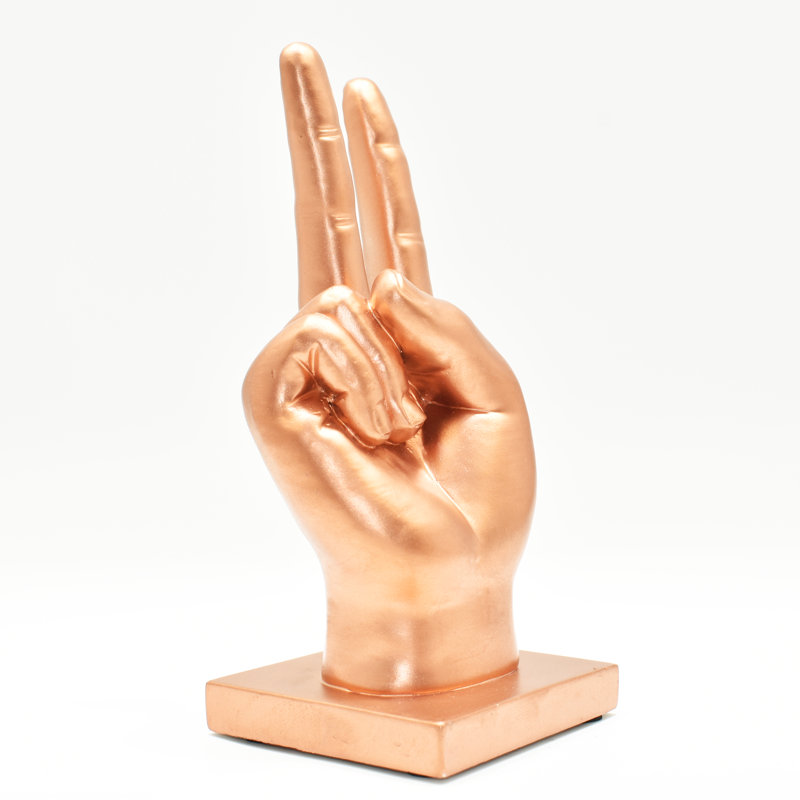 Adam & Friends Home Decor Peace Sign Sculpture | 1-Piece, Bronze