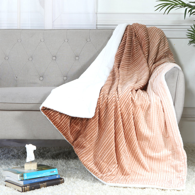 Jeté en sherpa de luxe ultra moelleux et doux, Brun