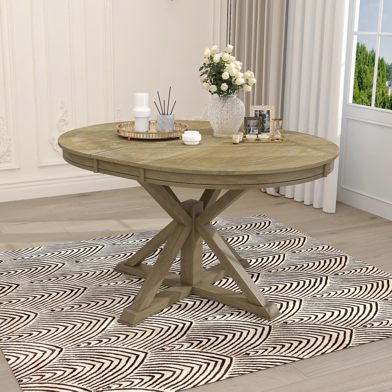 Table de salle à manger extensible rétro avec rallonge de 12 po pour salle à manger et salon (bois naturel délavé)
