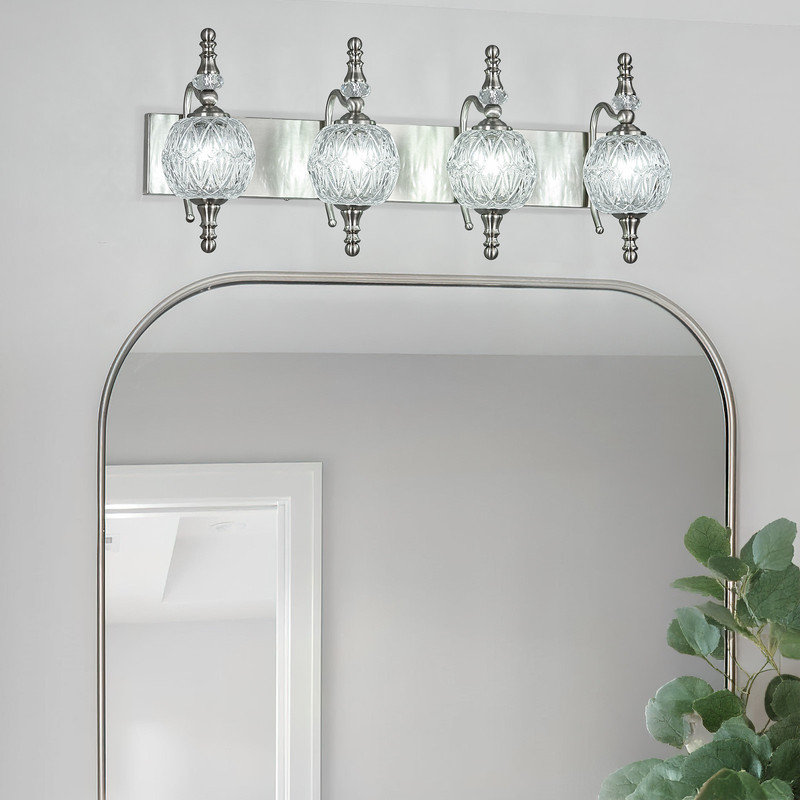 Vintage Dimmable Wall Mounted Vanity Light(Not Included Bulb), Nickel, 4