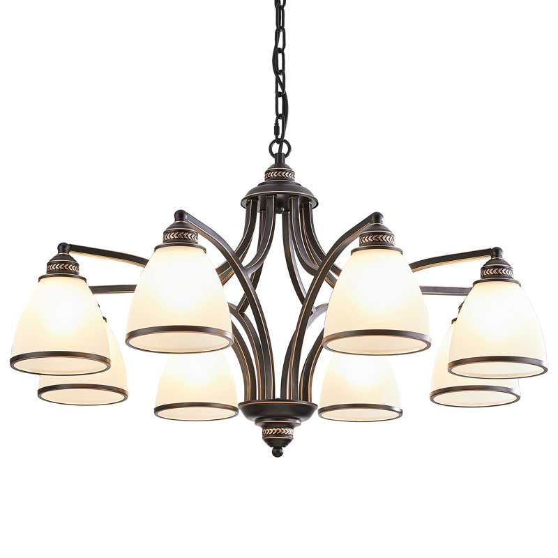 8-light Steel Dimmable Classic / Traditional Chandelier, Matte Black