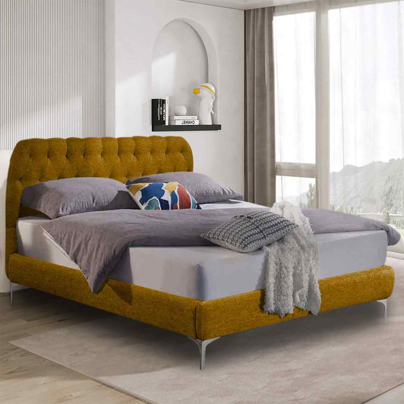 Upholstered Bed, Single (3'), Mustard