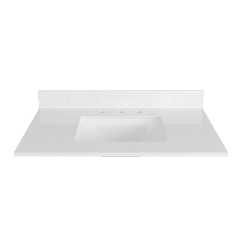 Carlsber 37" White Marble Undermount Single Sink Vanity Top