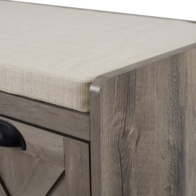 Banc de rangement avec tiroirs Kenia, Gris délavé/ blanc