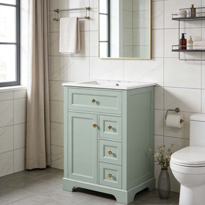 Meuble-lavabo 24 po avec lavabo, 3 tiroirs et armoire 24 po