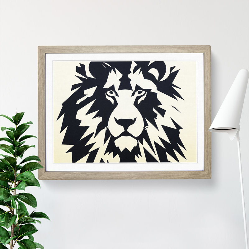 XH1022-9703X Vivid Abstract Lion - Single Picture Frame Print, 46cm H x 64cm W, Beige