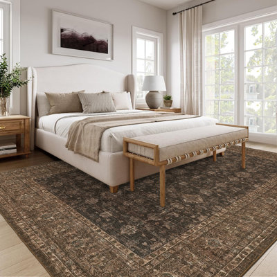 Floral Machine Printed Area Rug