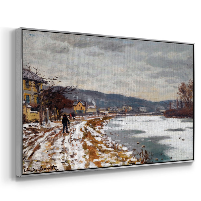 La seine à Bougival, 1869, Toile avec cadre argenté, H 25 po x l 37 po x P 2 po