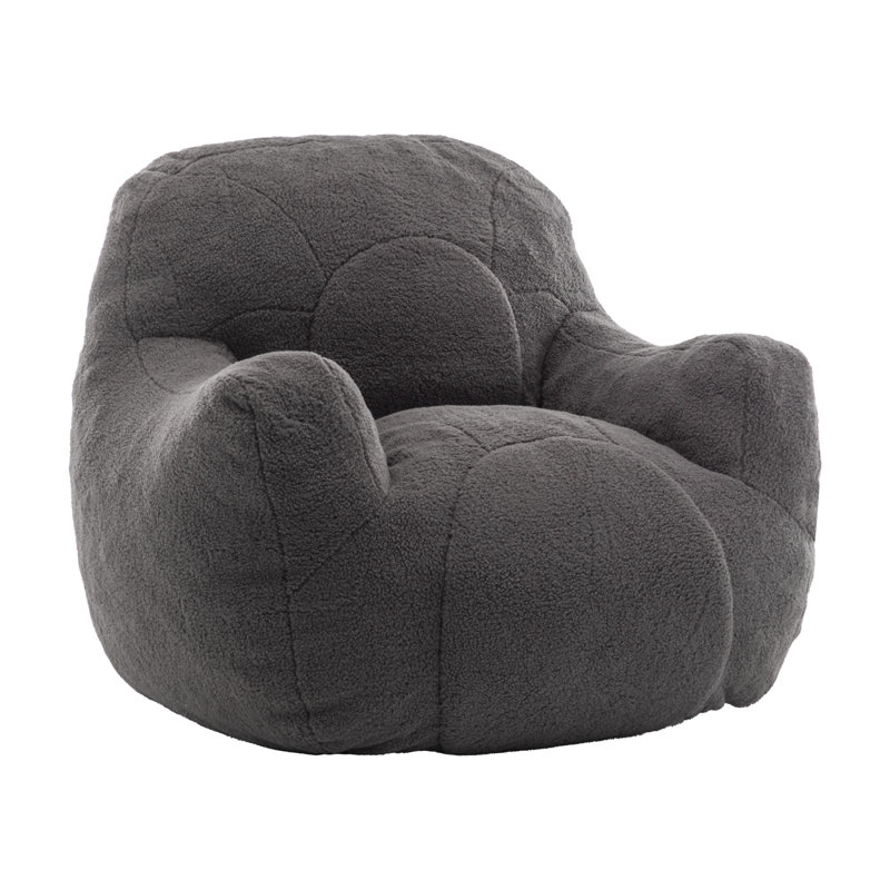 Bean Bag Chair With Filler, Dark Gray Teddy, 30" H x 41.4" W x 38.7" D 