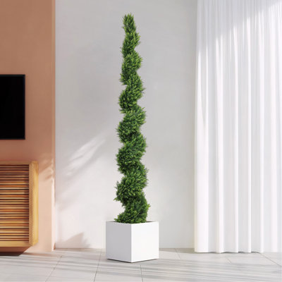 Pin artificiel artificiel - Faux verdure réaliste réaliste avec feuilles naturelles pour la décoration intérieure et extérieure de bureau à domicile, faux arbre en pot