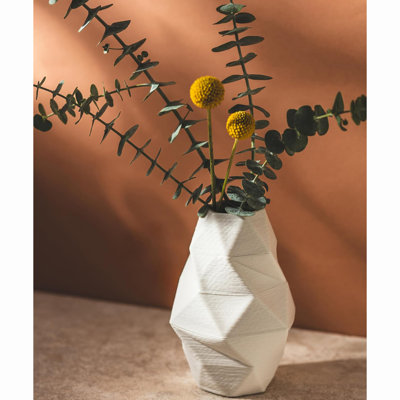 White Ceramic Vase - Elegant Home Decor For Your Beautiful Space, Table Top Decoration, Modern Aesthetic House Accessories - Geometric Shaped Vase For Living Room, Bedroom, Kitchen, Gifts