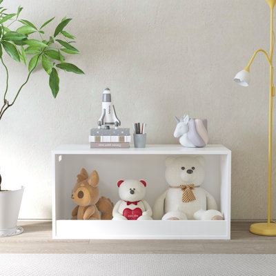 Open Toy Storage Box For , White Wooden Organizer Bin For Plush Toys, Books, Nursery Or Playroom Use
