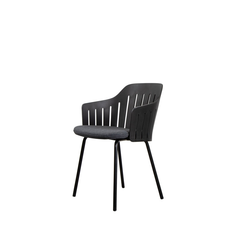 Choice Chair Indoor and Four Steel Legs Base with Upholstery Cover Set (Cane-line Ambience Seat-Back Cover), Dark Gray, Black