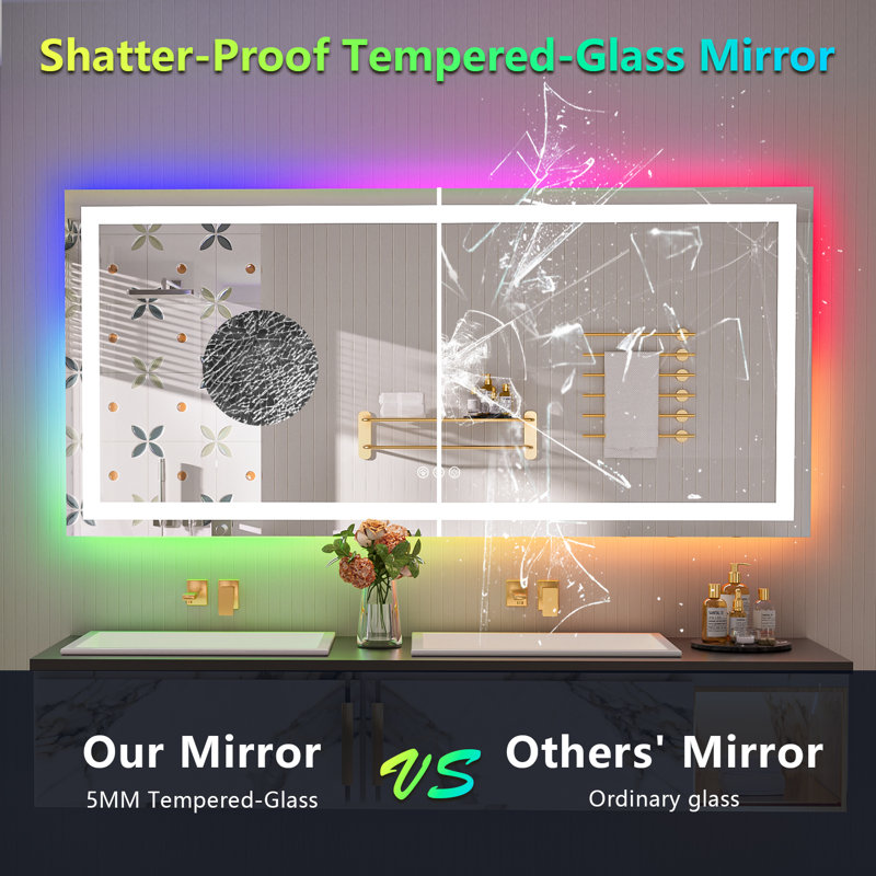 Miroir de salle de bain Lunara, 28" x 60", Rectangulaire