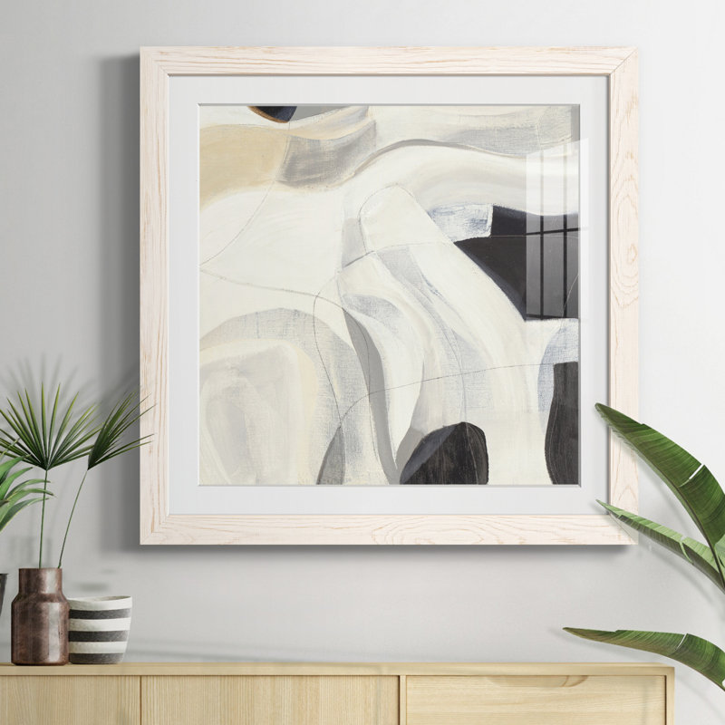 La recherche V - peinture encadrée, Papier blanc, H 31,5 po x l 31,5 po x P 1,5 po