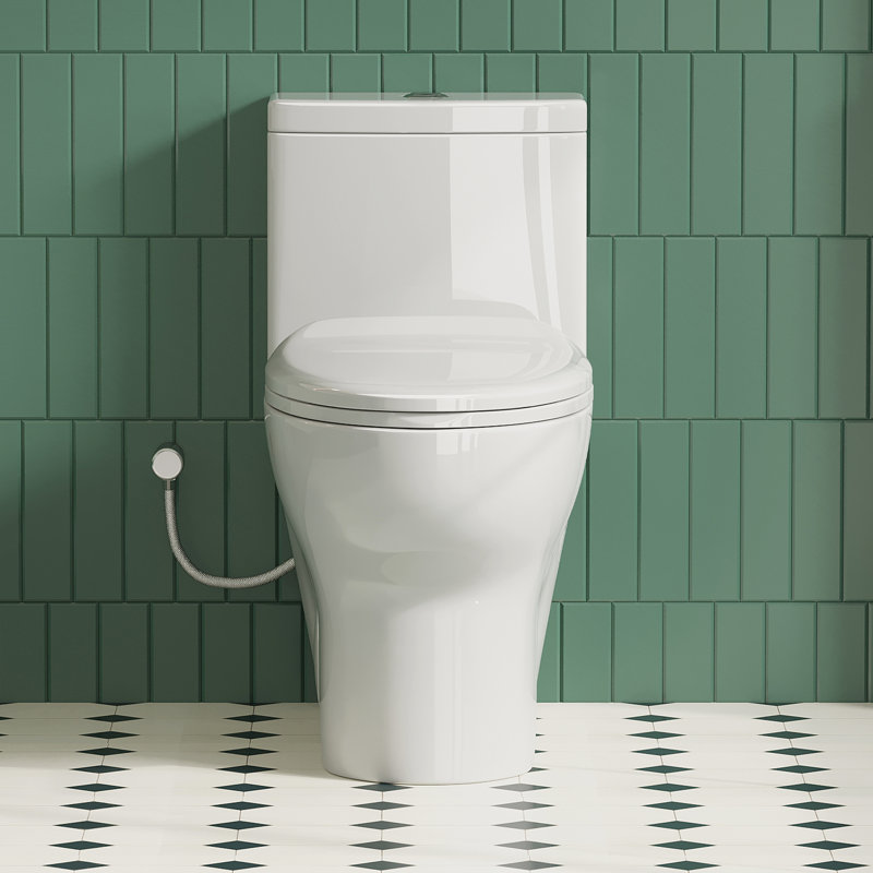 Salerno Elongated Comfort Height One-Piece Toilet with Dual Flush, Soft-Close Seat and Easy-Clean Skirted Base