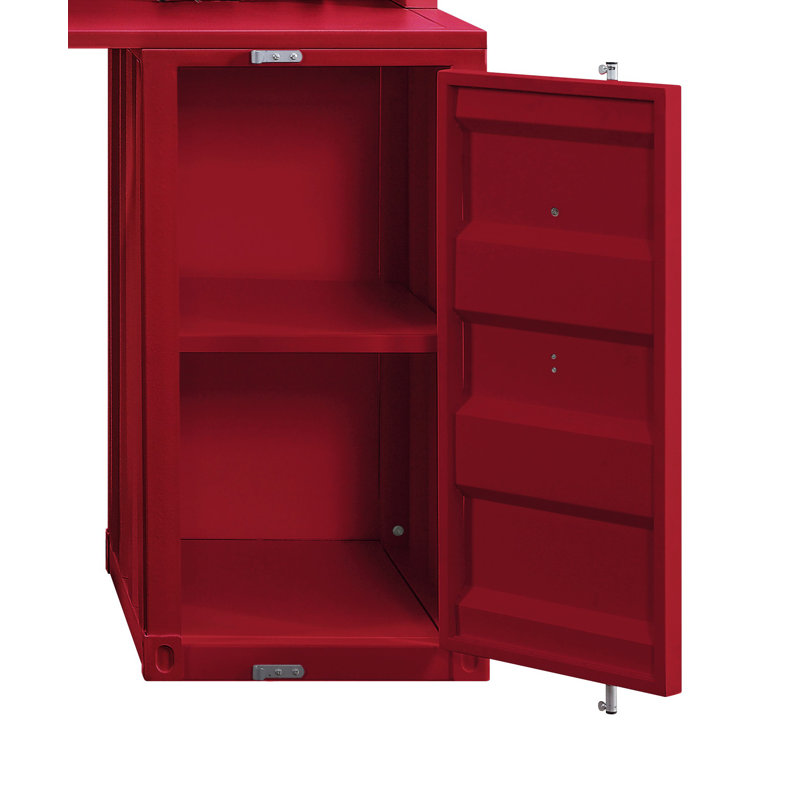 Ensemble de bureau avec huche et chaise, Rouge