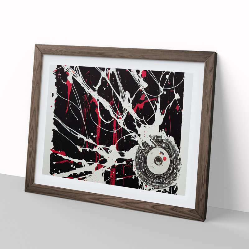 Dazzling Cassette Tape Art Abstract - Single Picture Frame Print, Walnut Framed, 46cm H x 64cm W x 2cm D