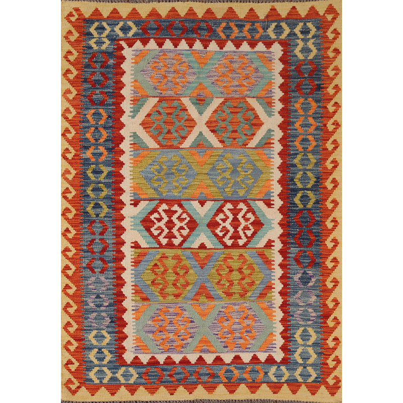 Tapis décoratif multicolore kilim oriental 4 x 6