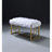 18.43 In. Depth Bench With White Faux Fur Seat And Gold Metal Appearance Armless Backless Upholstered Support, No Storage