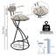 Ensemble de 2 tabourets de bar rembourrés avec tabourets de bar à hauteur de comptoir en velours moderne pour îlot de cuisine, salon (noir et rayé)-440347133