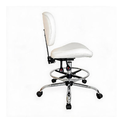 Chaise de bureau FiveStar avec assise selle chromée 26412, bois, mousse et tissu PU noir