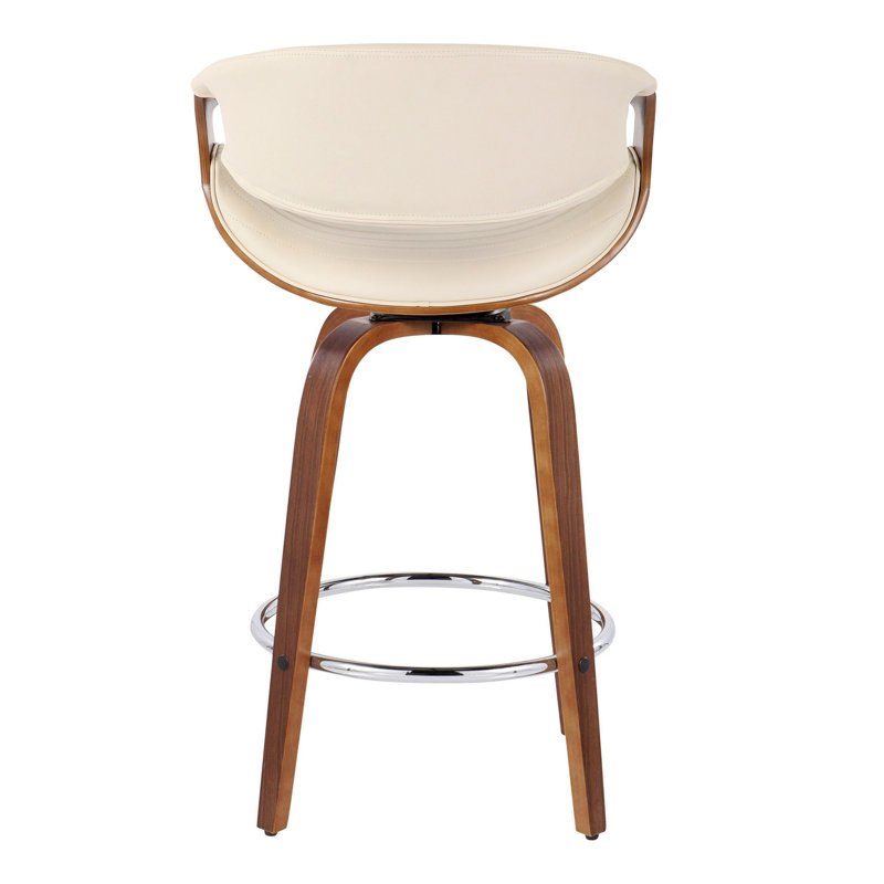 Contemporary Counter Stool, Brun / Argenté, Beige
