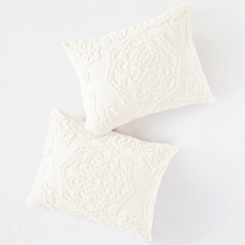 3 édredons en chenille - édredon 100% coton pour quatre saisons, Blanc cassé, Édredon grande + 2 pièces supplémentaires