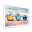 Trois bateaux de pêche colorés sur une plage de sable - reproduction sur toile-67364840-67364839