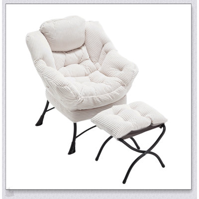 Fauteuil d'appoint moderne avec repose-pieds, accoudoirs et poche latérale, parfait pour les petits espaces et la détente