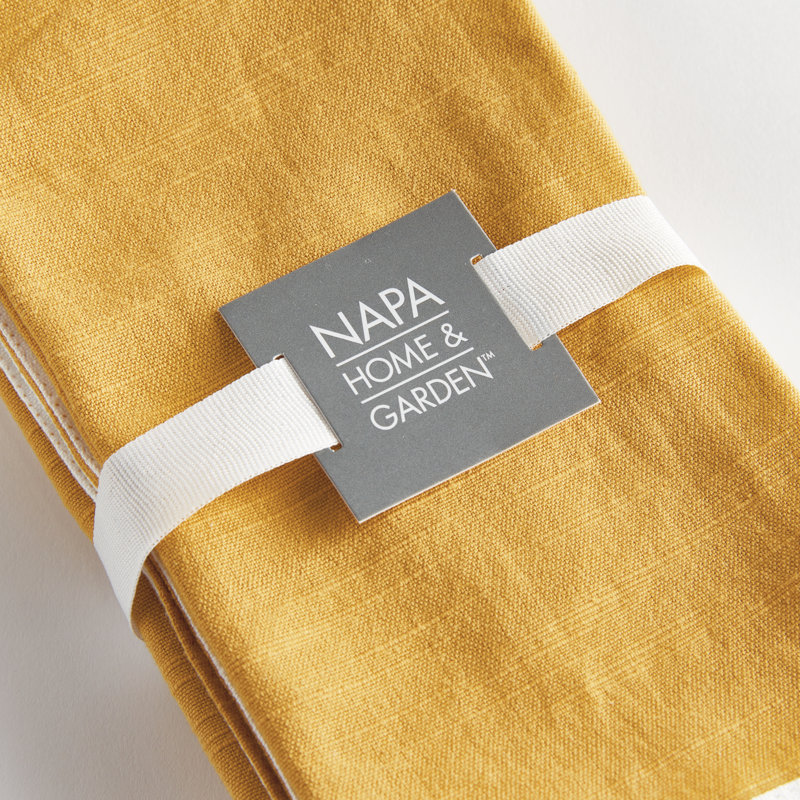 Saffron Dinner Napkins, Yellow/White