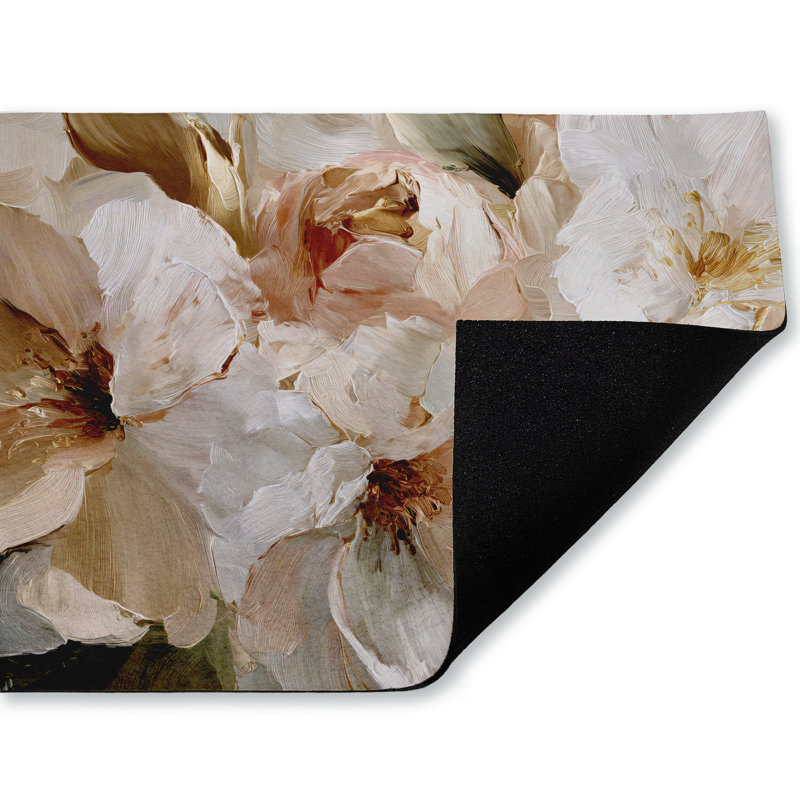  Paillasson recyclé antidérapant à motif de pétales roses expressifs 18 po x 30 po