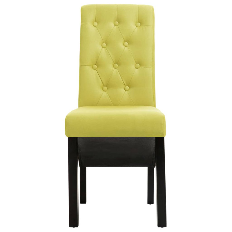 Dining Chairs Side Chair with Solid Wood Legs for Home Kitchen Fabric, Green, 2