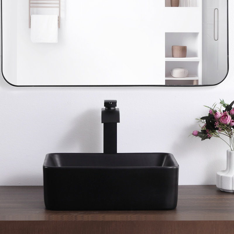 Petit lavabo vasque rectangulaire noir mat 16 po x 12 po