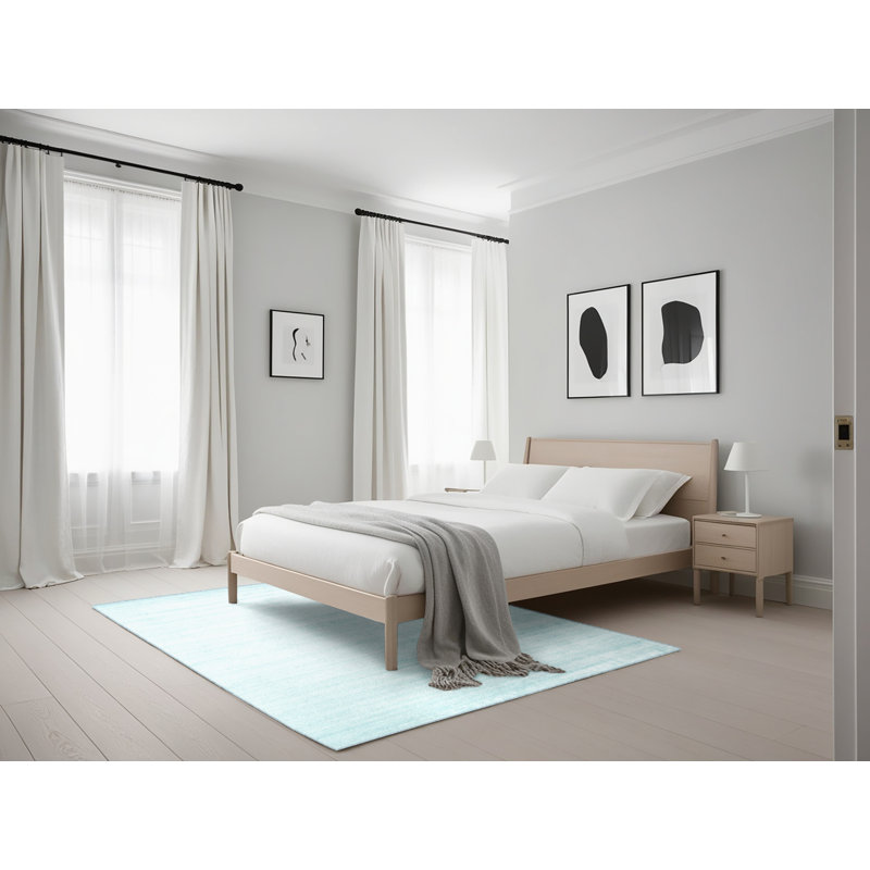 Tapis bleu ciel contemporain, Rectangle 5 pi x 7 pi