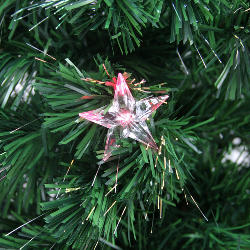 Arbre de Noël artificiel pré-éclairé en couleur avec lumières à fibre optique, H 3 pi