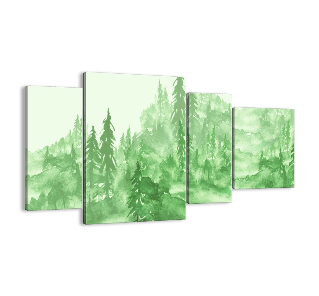 4-tlg. Leinwandbilder-Set - Grafikdruck „Blurry Green Fog”